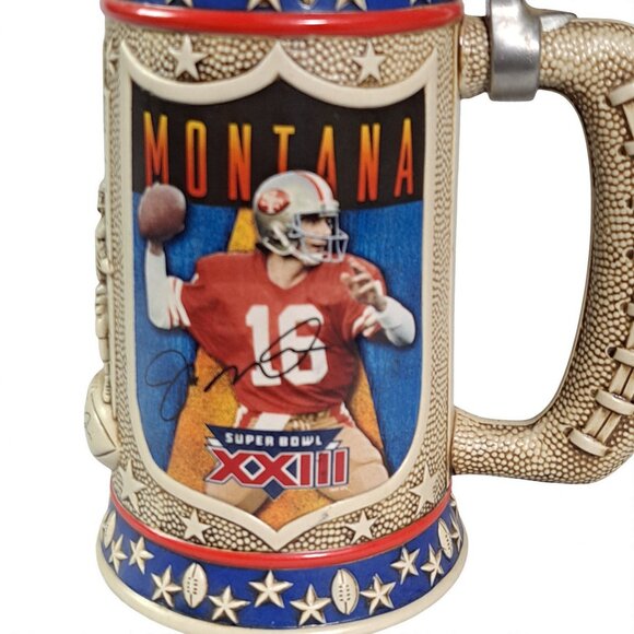 Joe Montana 49ers Super Bowl XXIII Beer Stein Tankard "The Comeback Kid" 1996 - Picture 2 of 12